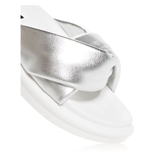 AQUA Womens Silver Ryle Round Toe Platform Slip On Slide Sandals Shoes 9.5 M - Picture 4 of 4